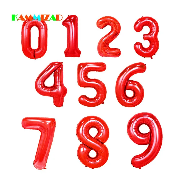 32inch red number Воздушные гелиевые шары на день рождения из фольги, 32 дюйма, цифры-балоны, украшения для дня рождения, Детские шарики на день рождения - Цвет: 32inch red number