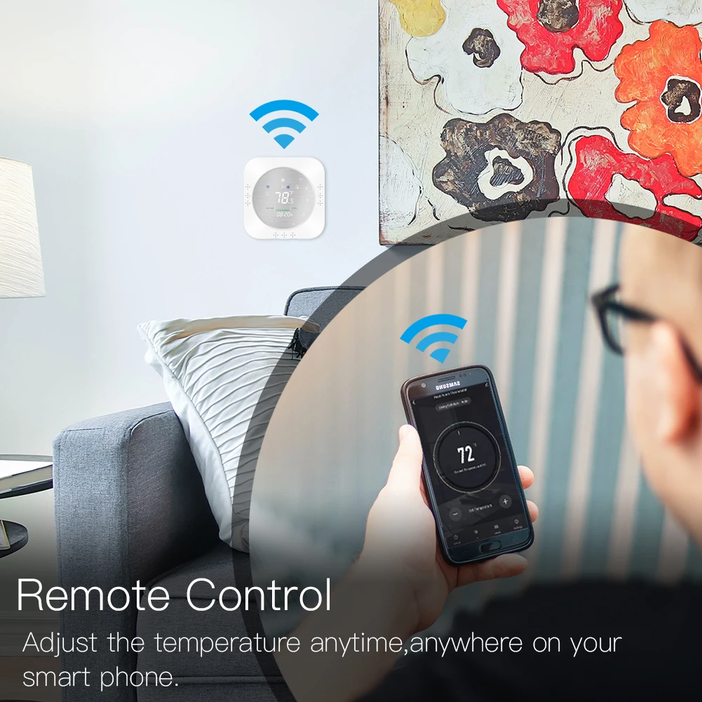 Программируемый термостат Moes Smart WiFi металлическая матовая панель дистанционное