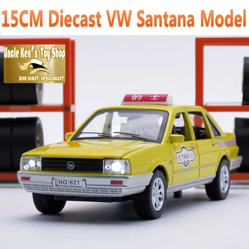 Модель автомобиля Santana для такси длина 15 см мальчиков 1/32 весы металлические