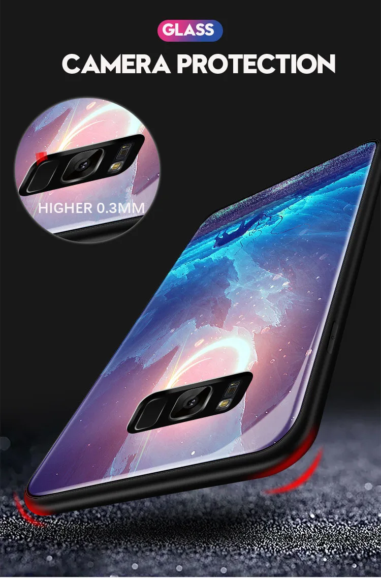 Закаленное Стекло телефонные чехлы для samsung Galaxy S8 S9 роскошный крутой Космос Луна