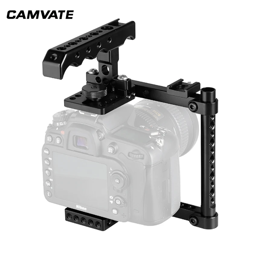 CAMVATE камера клетка комплект с верхней сырной ручкой и башмак для 600D 70D 80D(правая рука монтируется) C2182