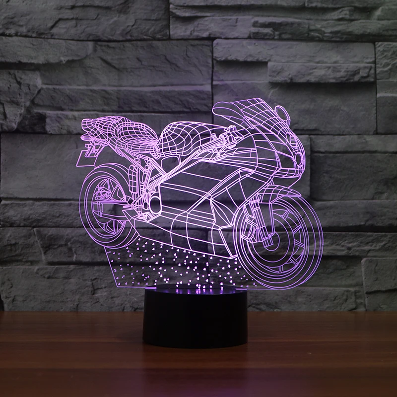 Мотоцикл 3D LED Оптическая иллюзия лампы Rquite 7 Изменение цвета сенсорный