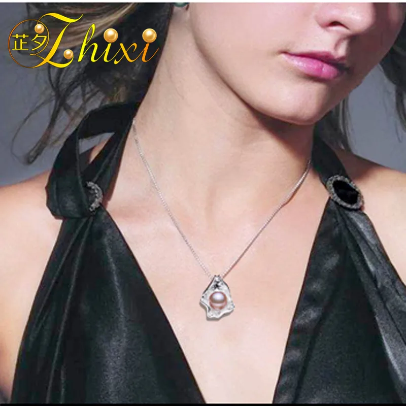 [ZHIXI] Большие натуральные жемчужные украшения кулоны из чистого пресноводного
