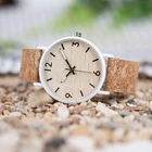 Женские часы BOBO BIRD с деревянным циферблатом, часы с ремешком из искусственной кожи и деревянной подарочной коробкой, уникальные часы для женщин