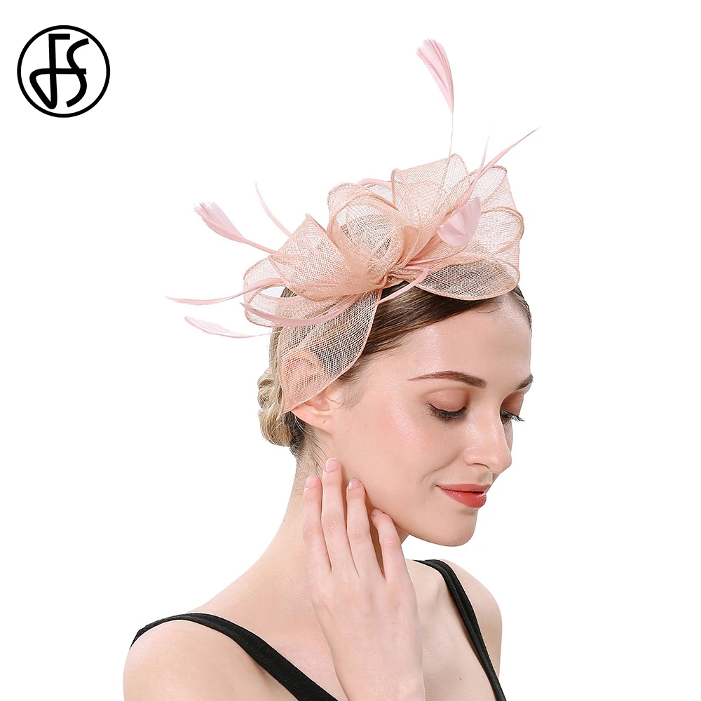 Женские головные уборы FS charnator элегантные с перьями и цветами шляпа Hedaband для