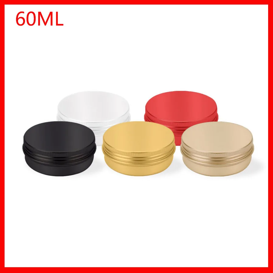 60ml aluminum jar 60 gram metal cream jar  silver aluminum tin, 60g metal cosmetic container red/black/yellow/silver 100pcs/lot