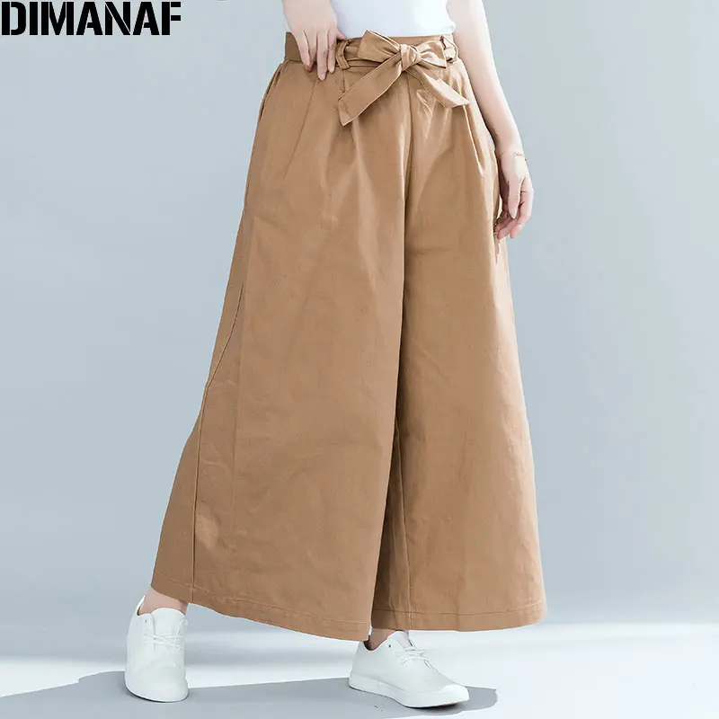 

Женские Длинные шаровары DIMANAF, винтажные штаны с эластичным поясом, свободные штаны большого размера 4XL для осени и зимы