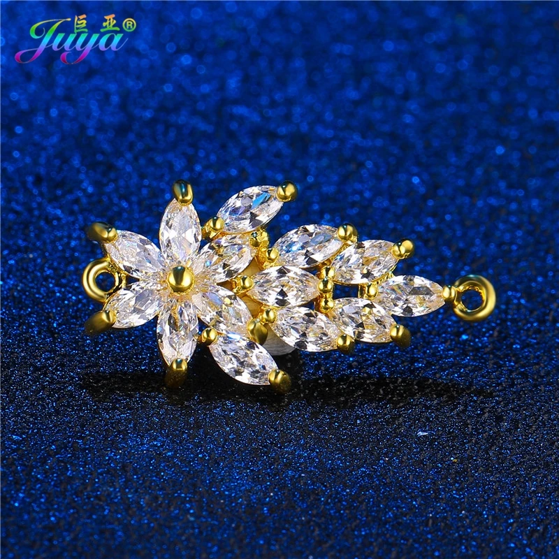 Wholesale Jewelry Supplies Cz Rhinestones Gold/Rose Gold Floating Copper Leaf Connector Charm Accessories For DIY Making | Украшения и