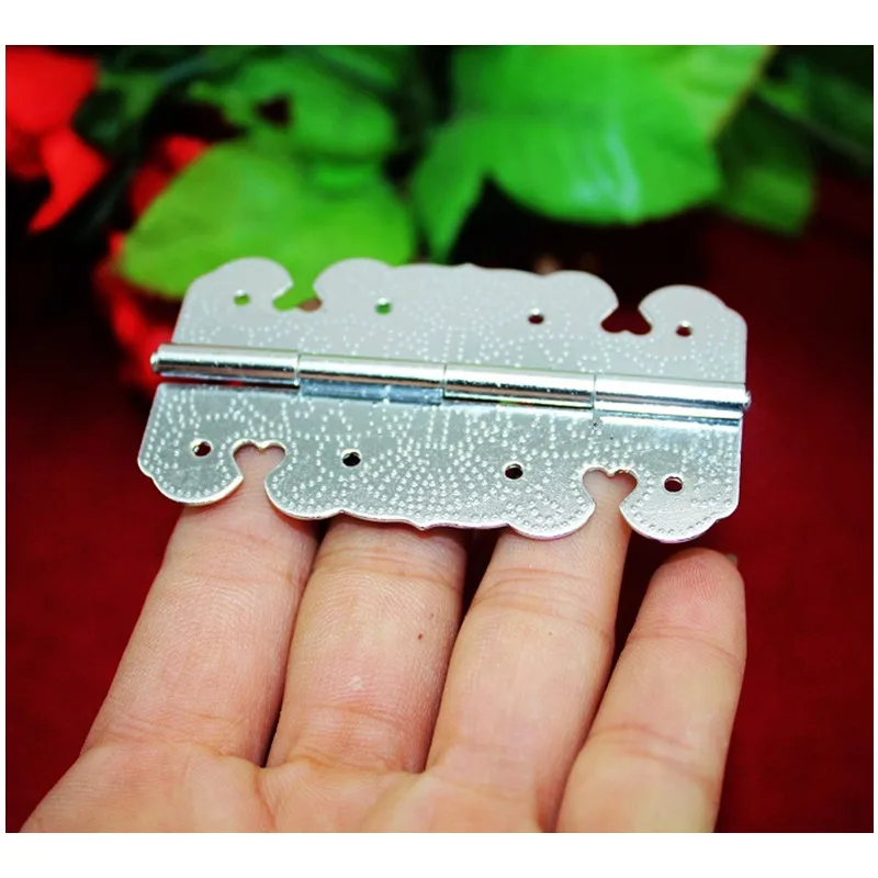 12Pcs 65*38mm White Cabinet Door Luggage Aluminum Hinge,8 Holes Decor,Furniture Decor,Antique Vintage Heart Flower Dot Hinge