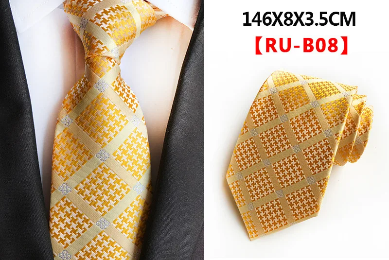 RU-B08 Шелковый жаккардовый 8 см Модный клетчатый галстук костюм деловой галстук - Цвет: RU-B08