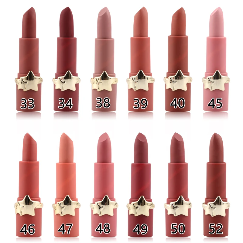 Матовая помада MISS ROSE 12 цветов со звездами 1 шт. долговечная яркая водостойкая