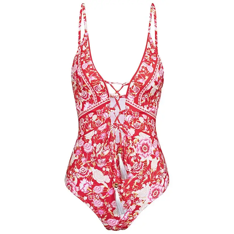 Для женщин Gypset Кружева V шеи Одна деталь купальник женский Push Up один кусок