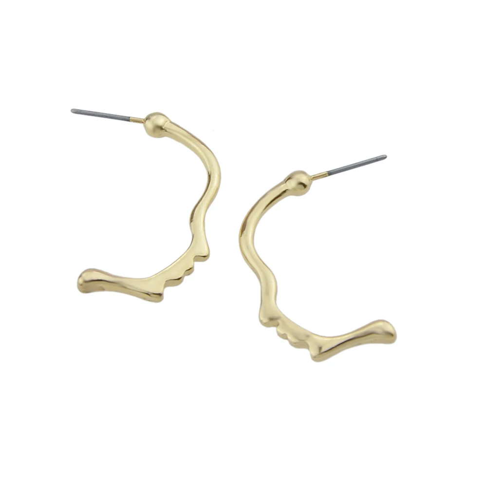 Hiphop/Rock Style Minimalist Earrings Black Silver Gold-Color Face Shape Stud For Women |