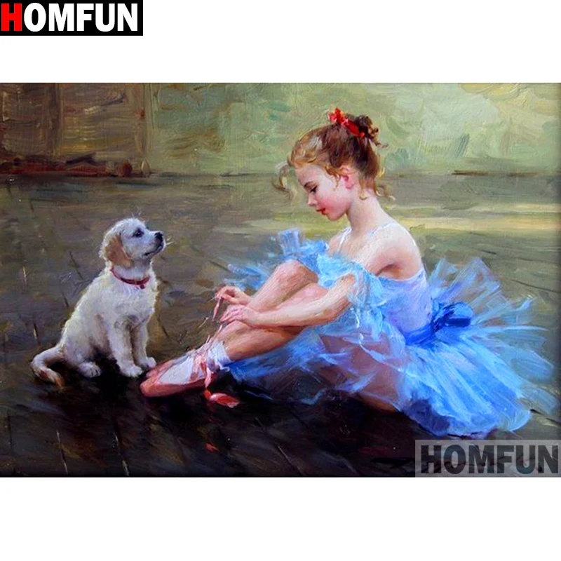 

Алмазная живопись HOMFUN «Девочка Танцующая», вышивка крестиком из квадратных/круглых страз, 5D «сделай сам», домашний декор, подарок, A14096