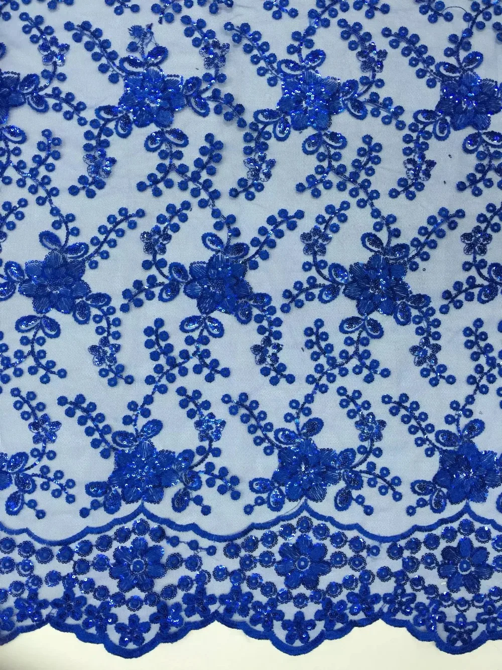 Free shipping nice looking African nigerian lace fabric with sequins for party&ampwedding dress French net royal blue | Дом и сад