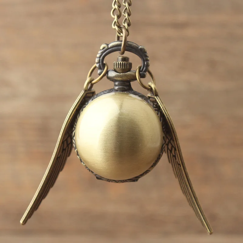 2017 антикварные золотые кварцевые часы Snitch Quidditch карманные Fob с крыльями ожерелье