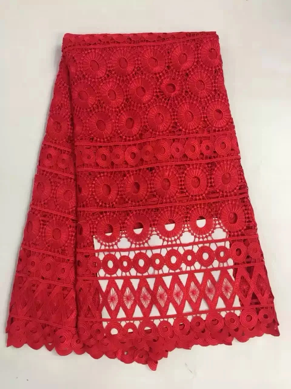 RF05-1 Red African High Quality african Net guipure Lace French Voile Guipure cord Fabric For dress 5yd/lot Free Shipping |