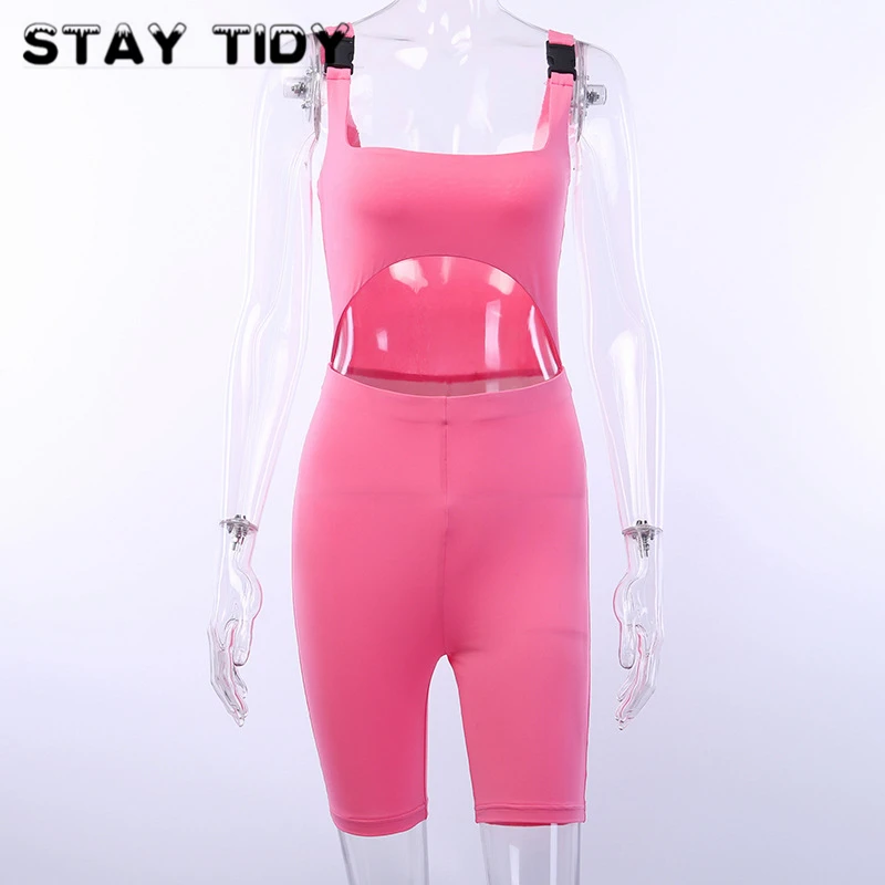 Оставайтесь аккуратными сексуальные розовые облегающие комбинезоны 2019 летние