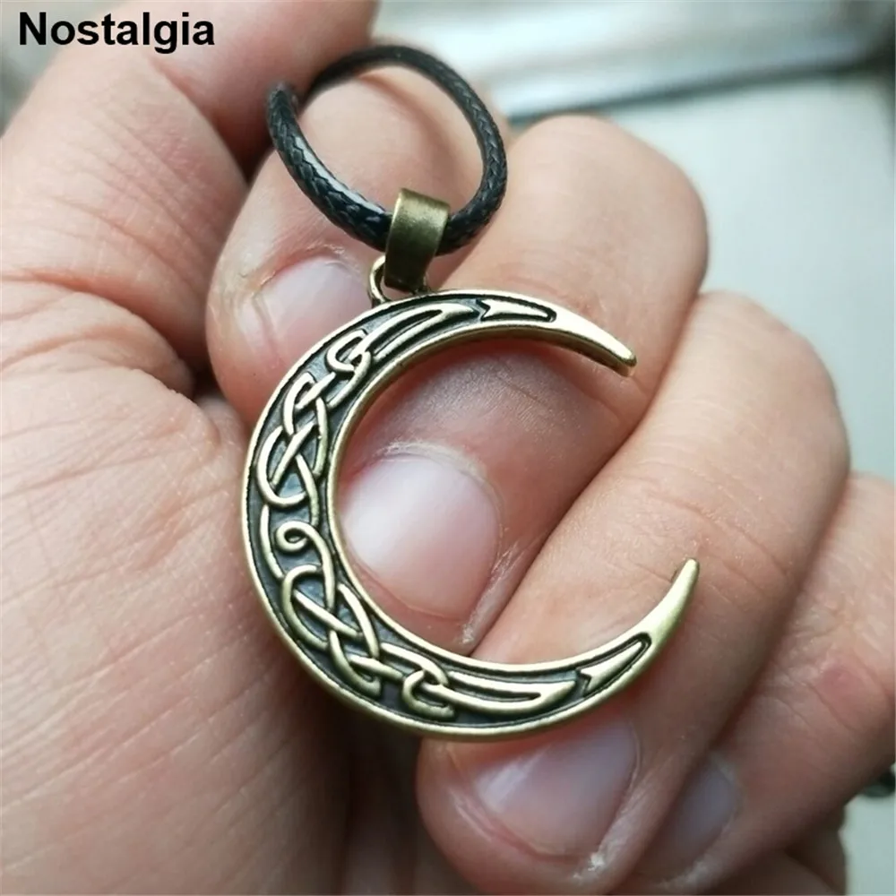 Ностальгия WICCA ирландский узелок ожерелье богиня полумесяца волшебные палочки