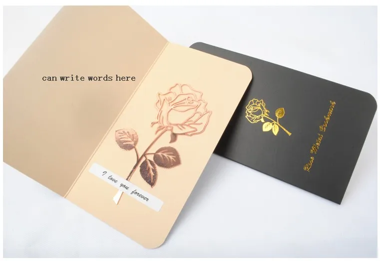 

free shipping 10pcs birthday gift bookmark metal greeting card gold rose bookmarks for books creative Students couples present