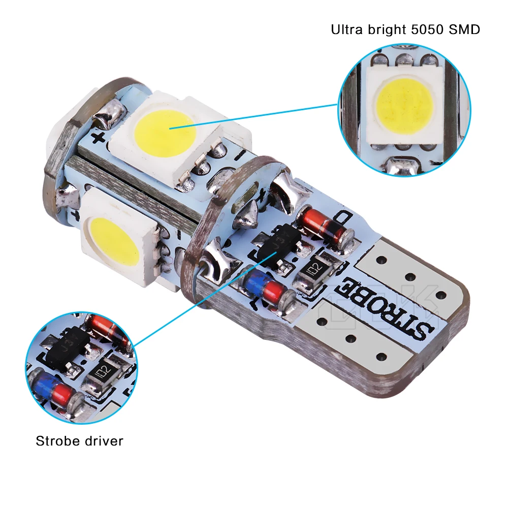 Светодиодные лампы t10 w5w 5smd 5050 5led 2 шт./лот Дешевые Автомобильные светодиодные