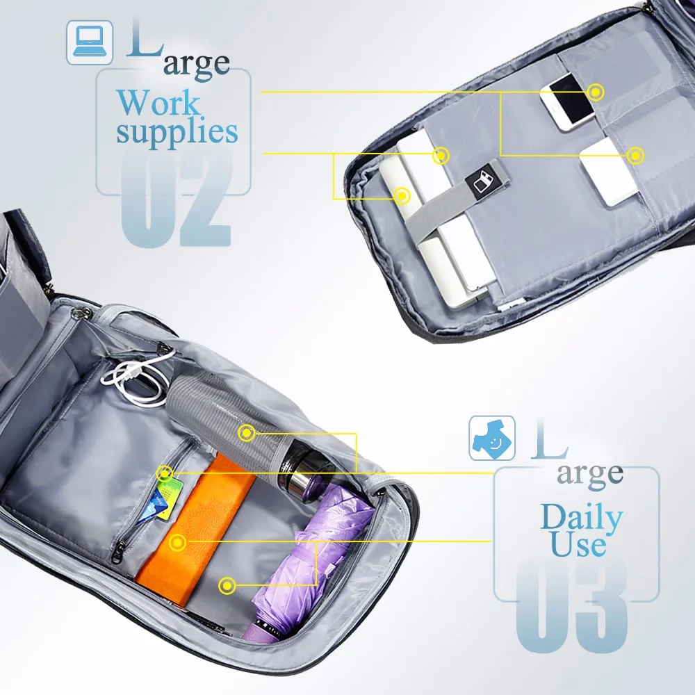 Uoobag ноутбук рюкзак с зарядка через USB Порты и разъёмы подходит для 15.6 дюймов Стиль