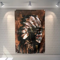 indian skull retro industrial style rock music poster scrolls bar cafes home decor banners hanging art waterproof cloth decor