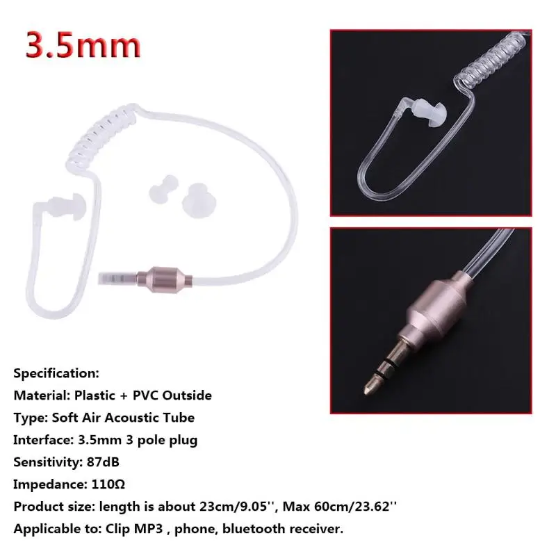 Monaural 3 5 мм наушники Air Tube In Ear антирадиационные стерео гарнитура для беспроводного