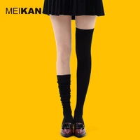 mk1229 meikan colorful solid color combed cotton over knee socks women fashion kawaii cute stockings sox for four season