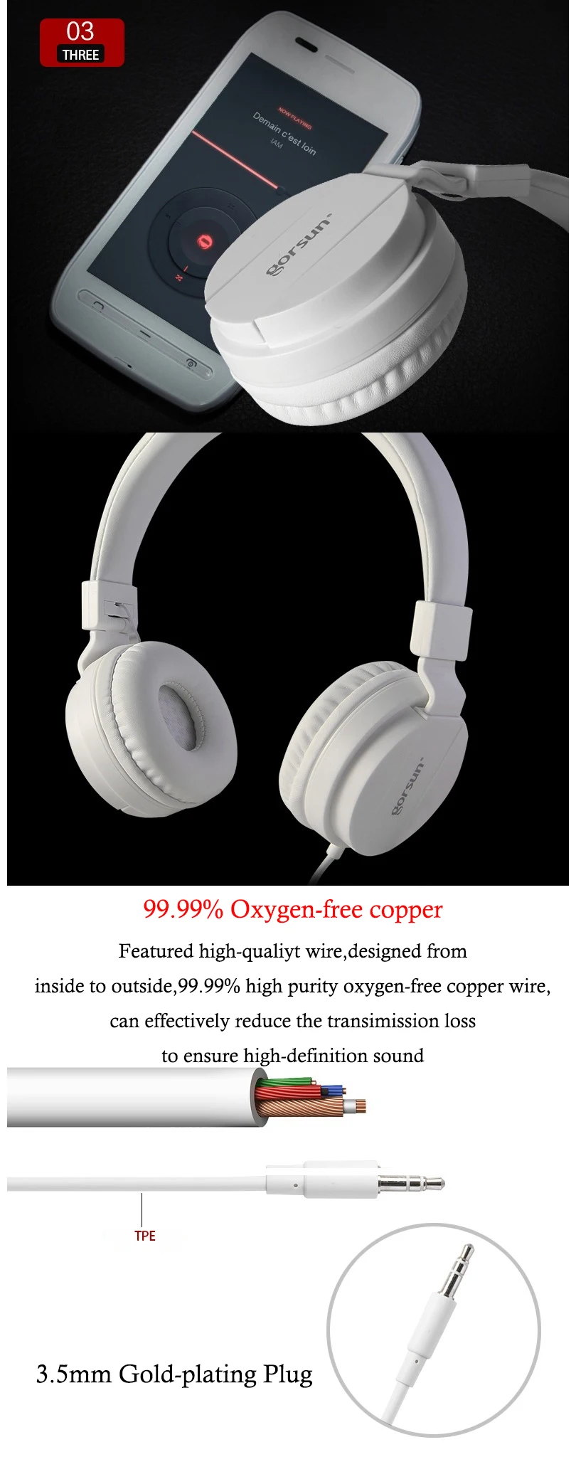 Gorsun GS778 наушники бас стерео Складная гарнитура 3,5 мм AUX для телефона MP3 MP4