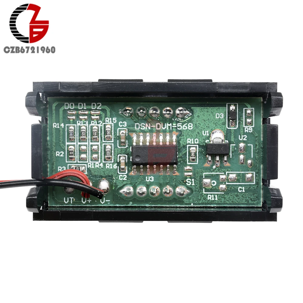 Voltímetro Digital LED para coche y motocicleta, Detector de voltaje eléctrico DC 5V 12V 24V 2 cables, 4,7-30V, 0,56 pulgadas