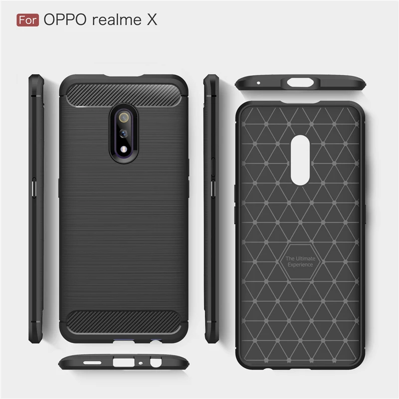 Чехол Oppo Realme X противоударный резиновый силиконовый чехол бампер из углеродного