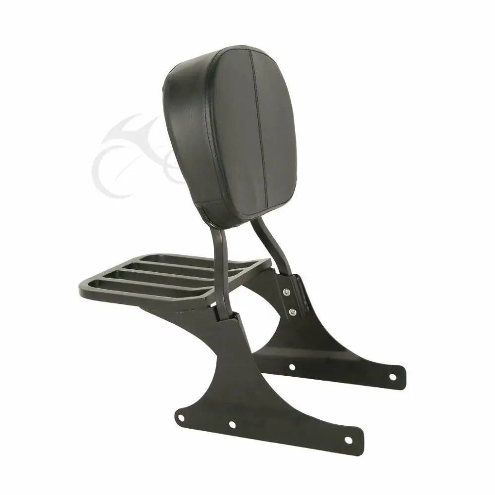 Черная/хромированная стойка для спинки и багажа Harley Heritage Softail Classic FLST FLSTC Spring Fat