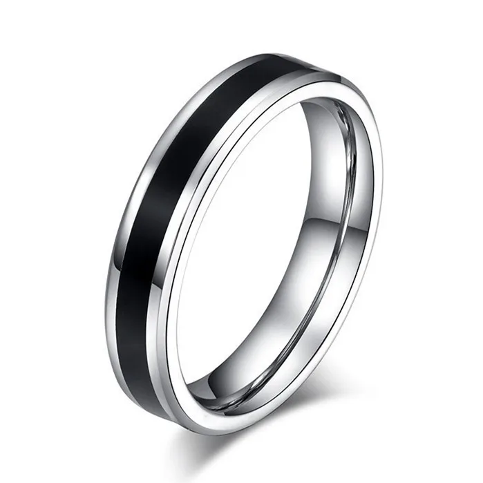 MANGOPIE 4MM 6MM Titanium Couple Ring for Men And Women The Rings Center Cool Black Wide IR106 | Украшения и аксессуары