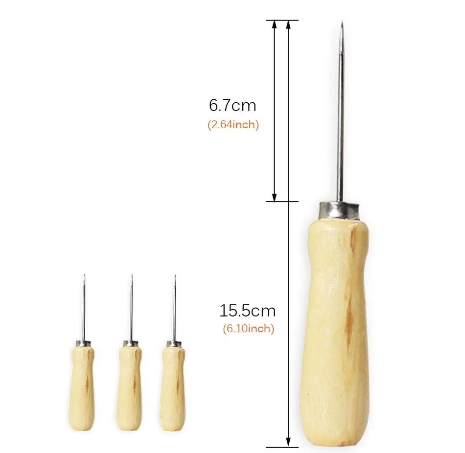 DIY кожа перфорированная awl деревянная большая ручка перфоратор ремонтный инструмент ручная Кожа иголка швейный инструмент 1 шт/2 шт