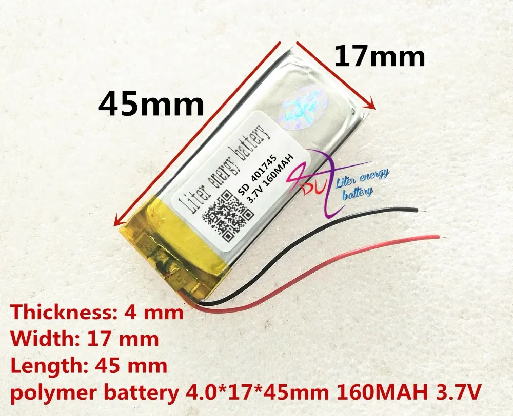 Полимерный 401745 3 7 в 041745 160 мАч Bluetooth аудио цифровые часы Автоспуск сухая литиевая