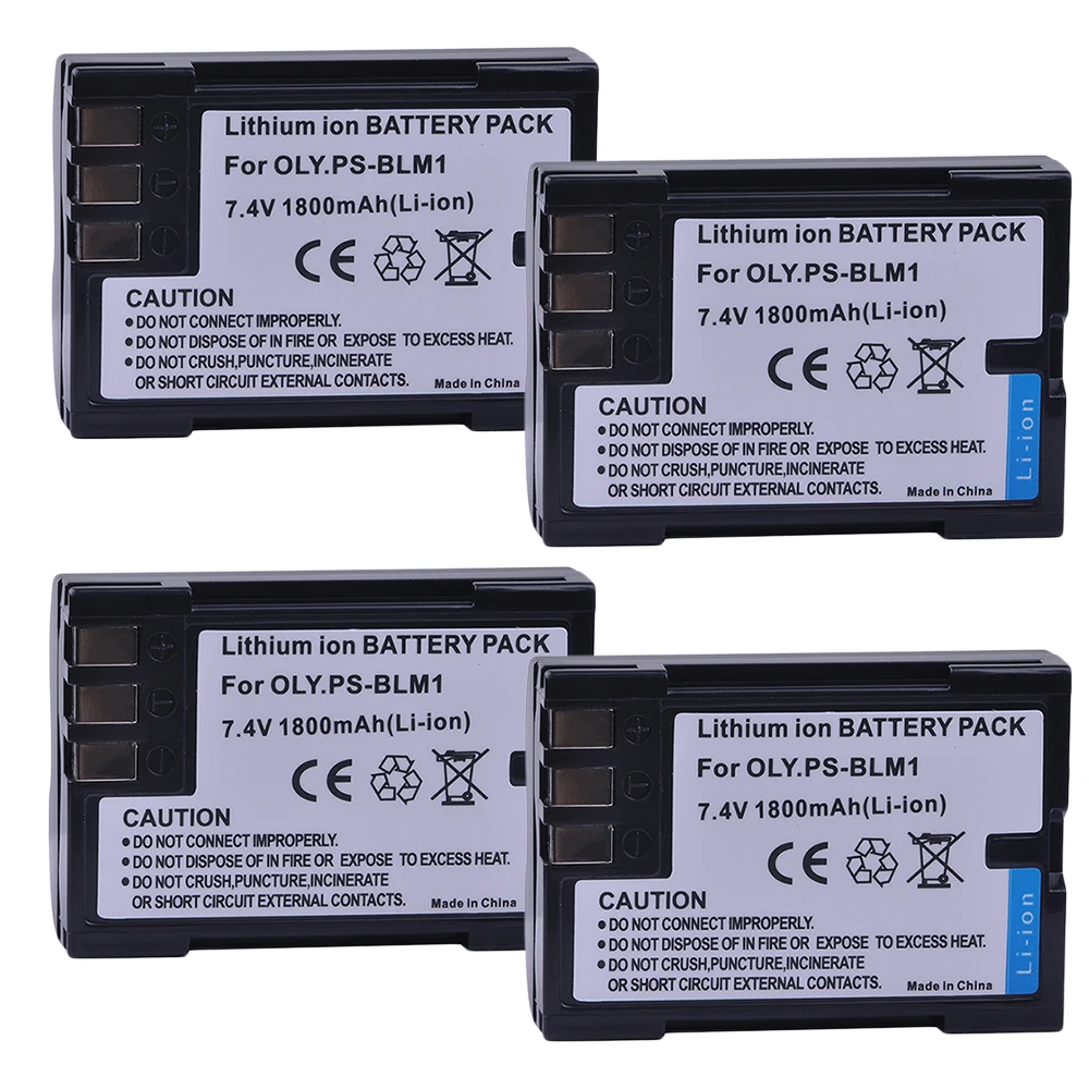 

4Pcs PS-BLM1 1800mAh BLM1 BLM-1 Battery for Olympus C-5060, C-7070, C-8080, E-1, E-3, E-30, E-520, EVOLT E-300, E-330, E-500,