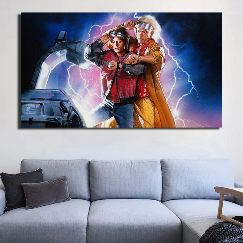 Назад в будущее Marty McFly Kunst Delorean HD художественный холст постер Картина Настенная