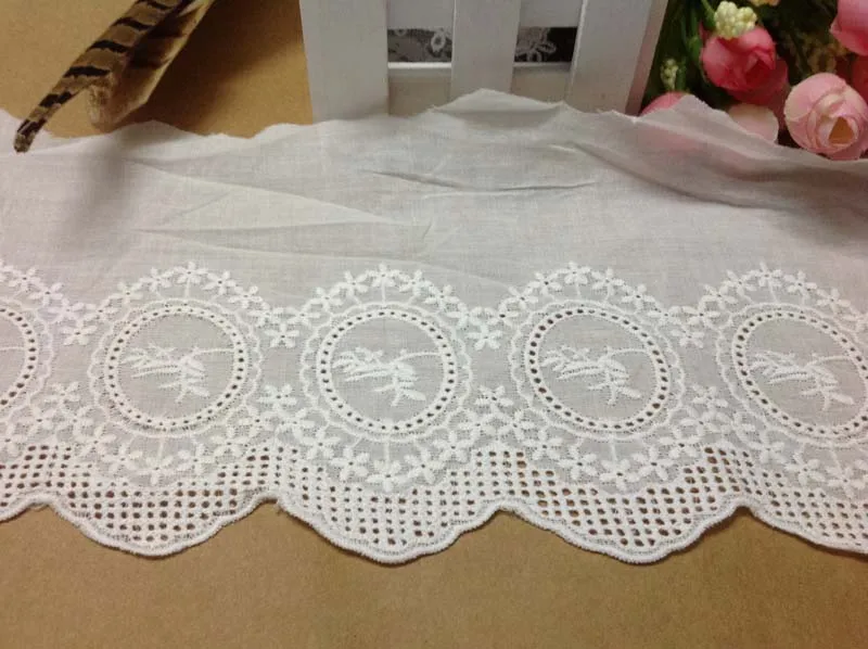 Хлопчатобумажная ткань с вырезами вышивкой ушками волнистыми краями кружевом 13