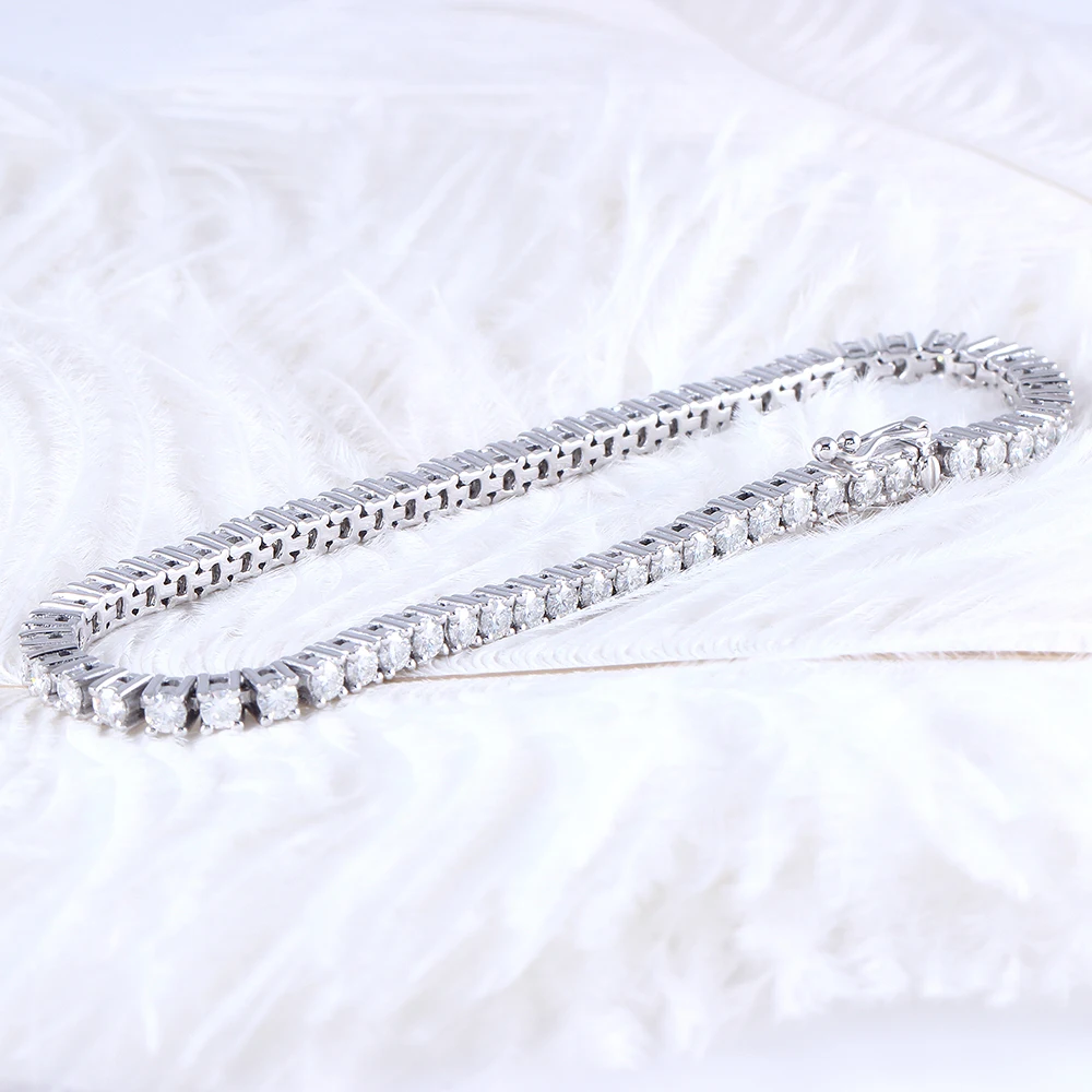 Твердые 14 K 585 белый и желтый Золото Классический 4.08CTW GH цвет 2,5 мм Moissanite Теннисный браслет для женщин свадьбы 1 шт