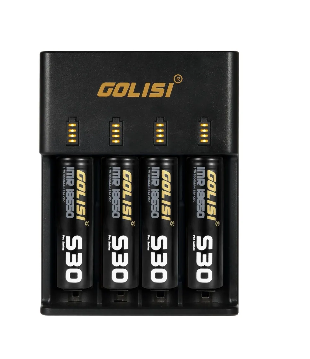 1 шт. GOLISI O4 2A Быстрая зарядка четыре слота AC 110 240V 50/60HZ DC 12V /1A Li Ion для 18650 21700 26650 / Ni mh cd
