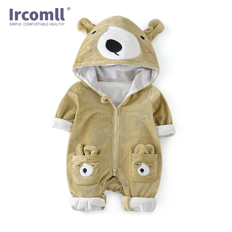 

Ircomll Infant Baby Autumn Winter Clothing Newborn Boys Girls Rompers Corduroy Cartoon Thicken Hooded kid Jumpsuits Toddler Outw