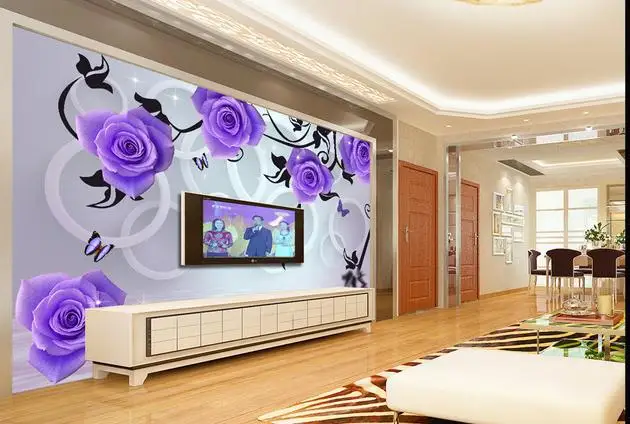 

3d обои на заказ нетканые розы отражение в воде 3 d ТВ установка стены украшения обои