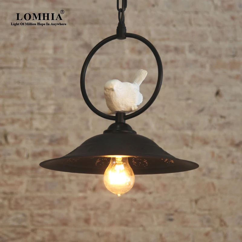 

Industrial Edison Iron Retro Pendant Light lamp bar living room Ac90-260 Rustic metal Hanging Lighting with Artistic Bird Decora