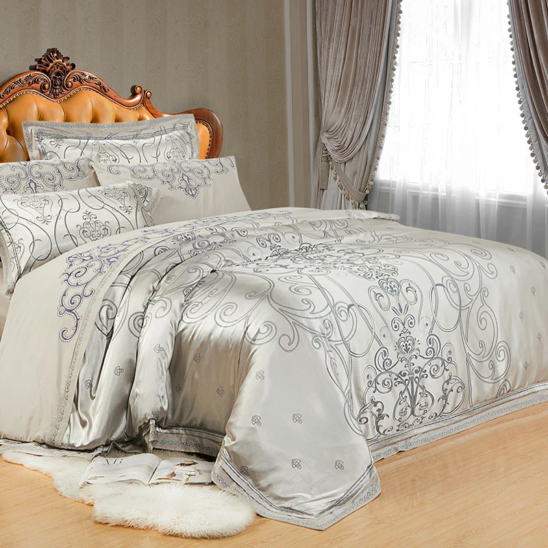 Бамбуковое волокно текстиль хлопок сатин жаккардовое одеяло простыня четыре