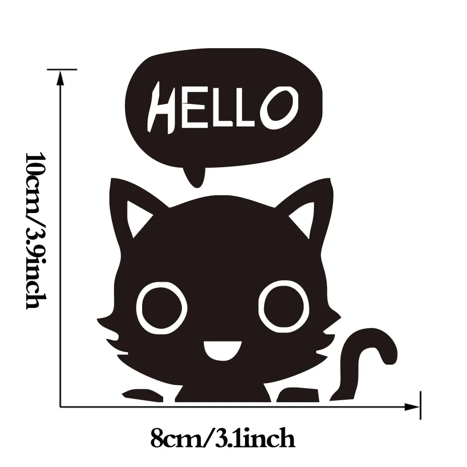 DCTOP Black Cat Say Hello Vinyl Plane Switch Sticker Big Eye Cartoon Cute Kids Bedroom Wall Decals Home Decoration | Дом и сад