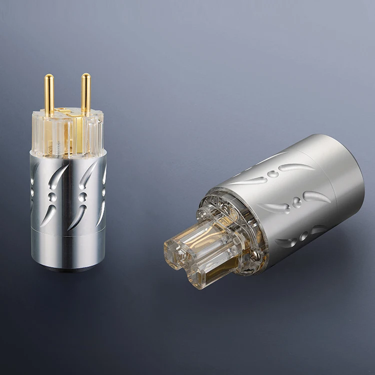 

Pair Viborg VE512G+VF512G Aluminium Pure Copper Gold Plated EU Schuko Power Plug +IEC Female Plug