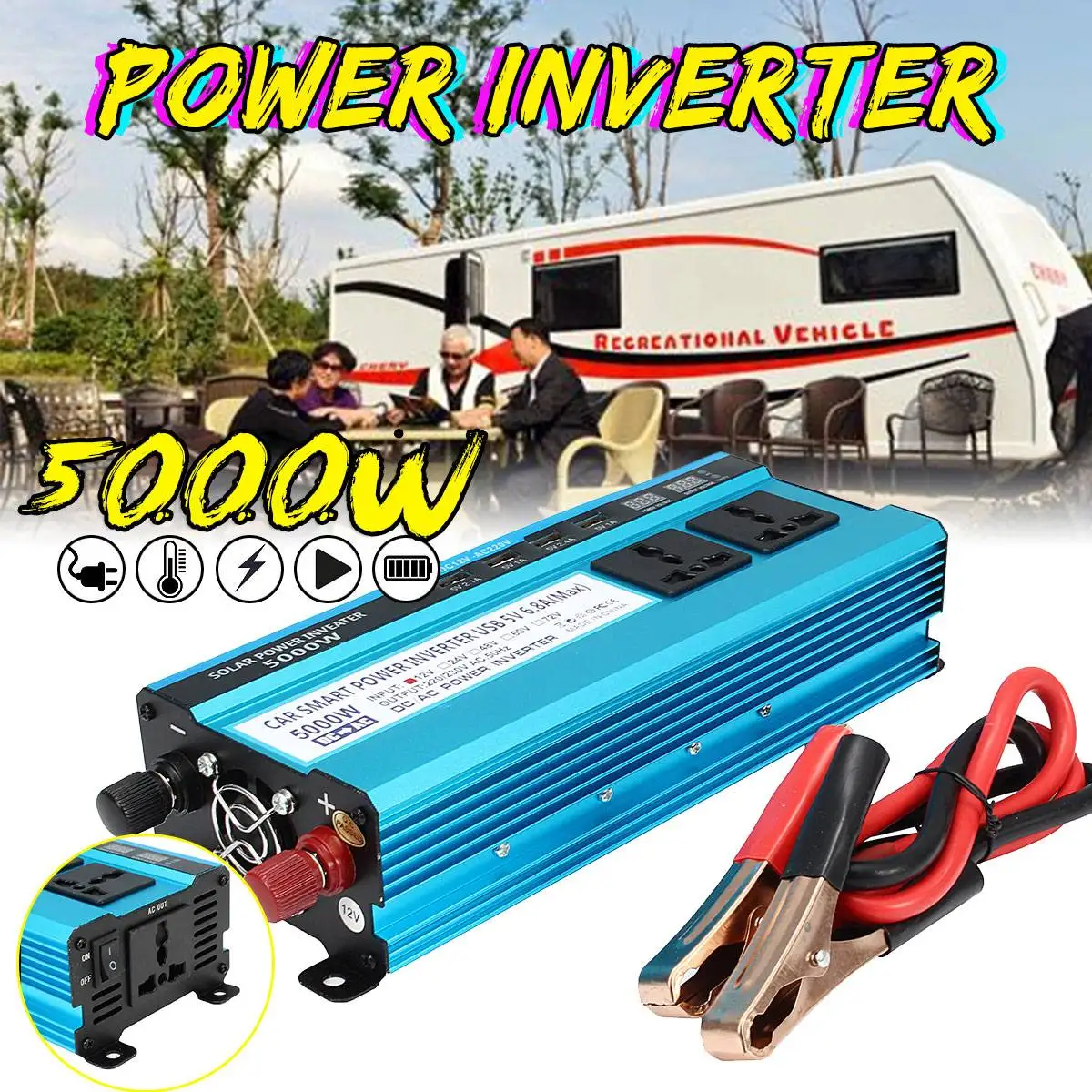Солнечный инвертор для зарядки автомобильного аккумулятора 5000 W верхушкой с DC 12 V/24/48 V к переменному току 220 V Модифицированная синусоида преобразователь