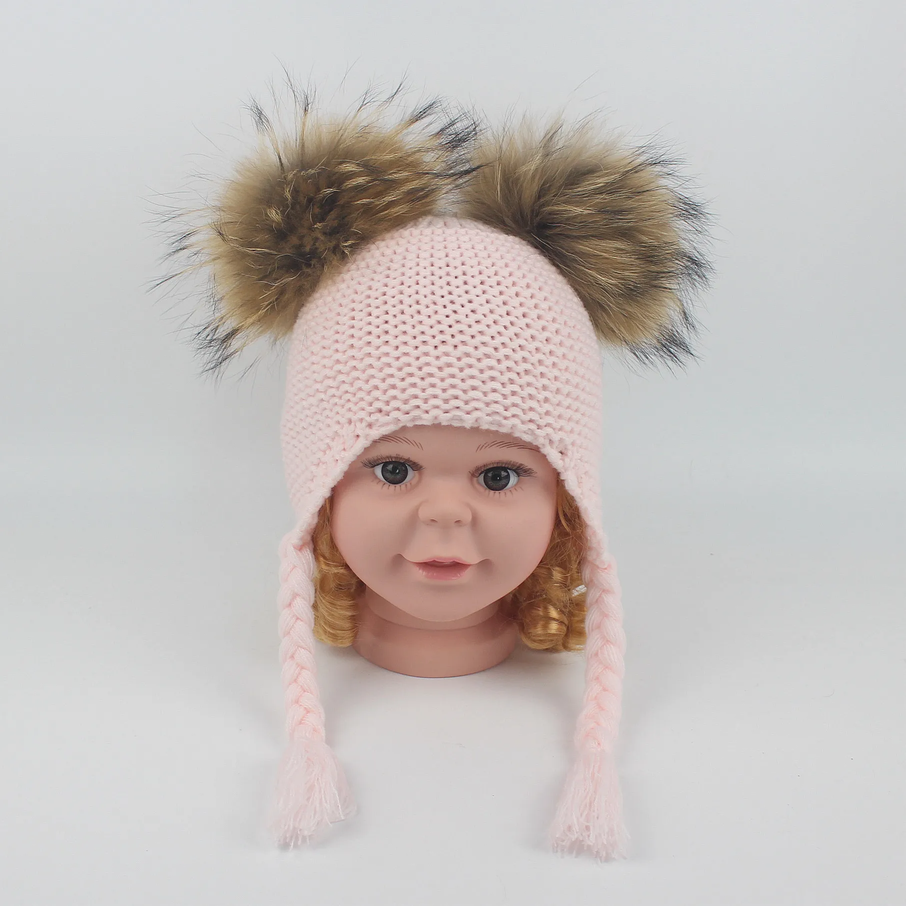 2021 Fashion photography props photo accessories Cap Kids baby boy warm winter children Hat nature fur knitted cap 1-8 year | Детская