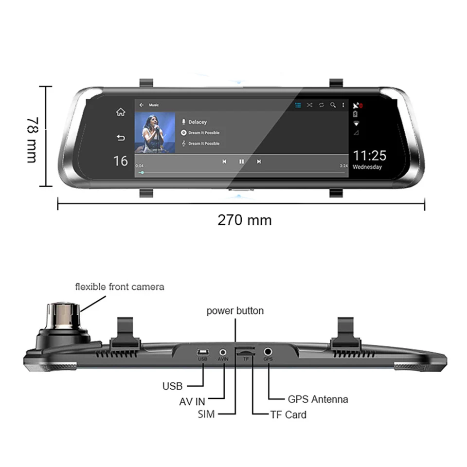 WiFi 4G Android автомобильный видеорегистратор камера 10 &quotЗеркало 1080P Full HD ADAS GPS двойной